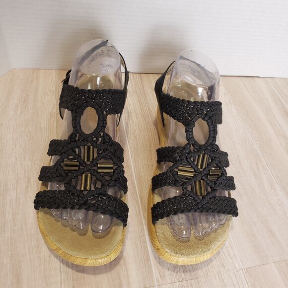 Alegria Jena Black Braided Gladiator Sandals Women’s Size 7.5 EU 38 Comfort Cork - Picture 4 of 7